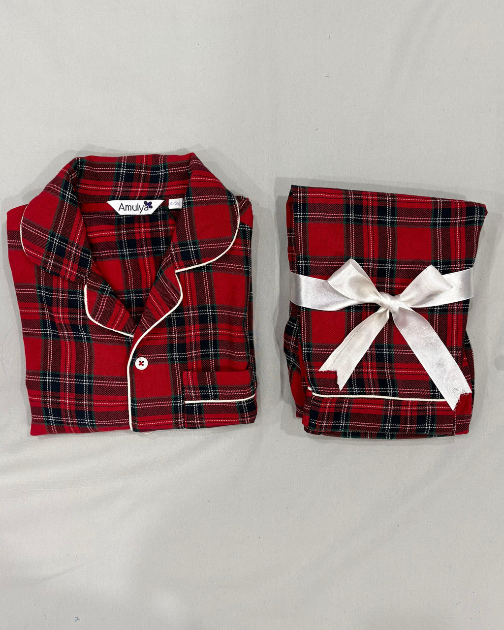 Red Plaid Flannel Nightwear for kids