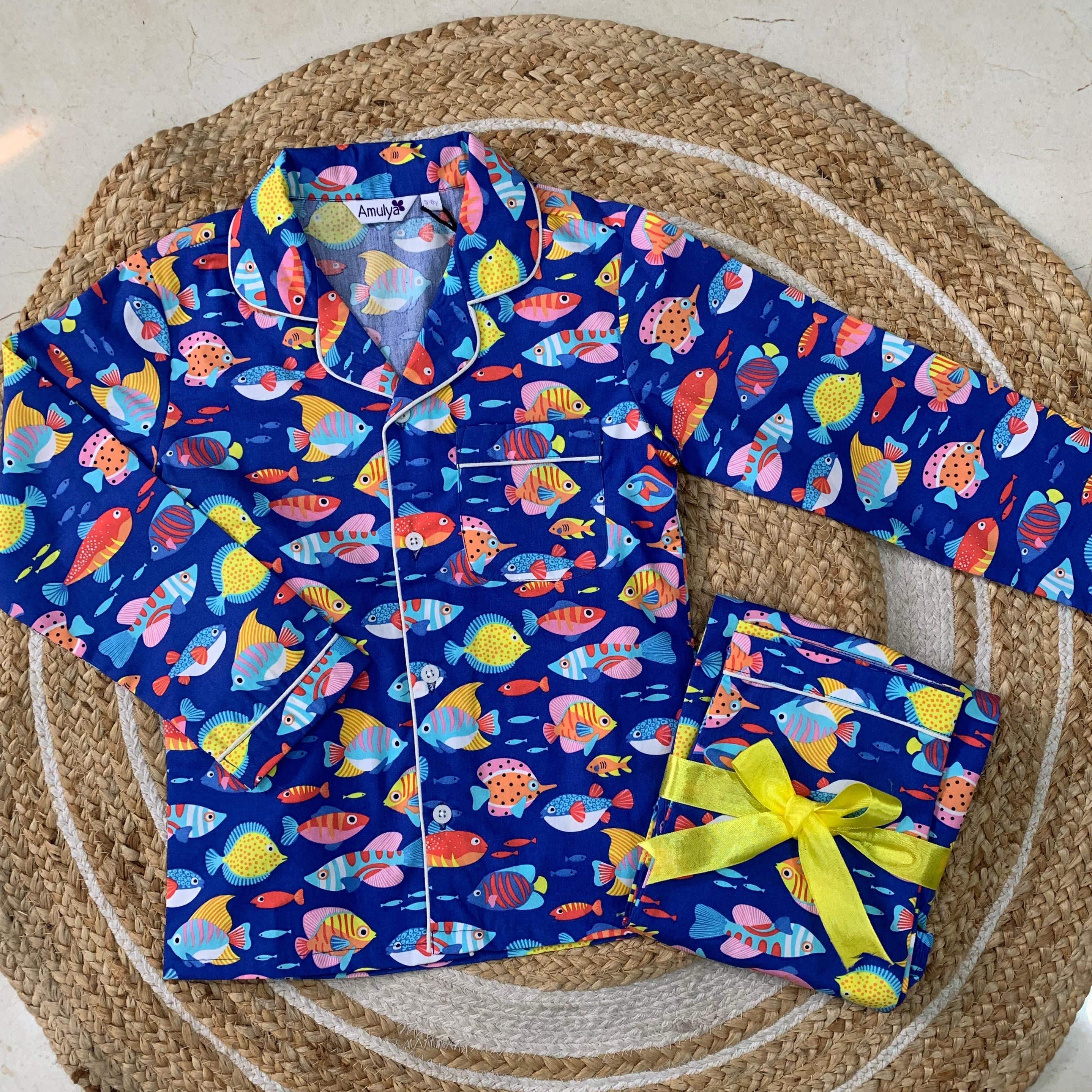 Fish Print Nightsuit for Kids