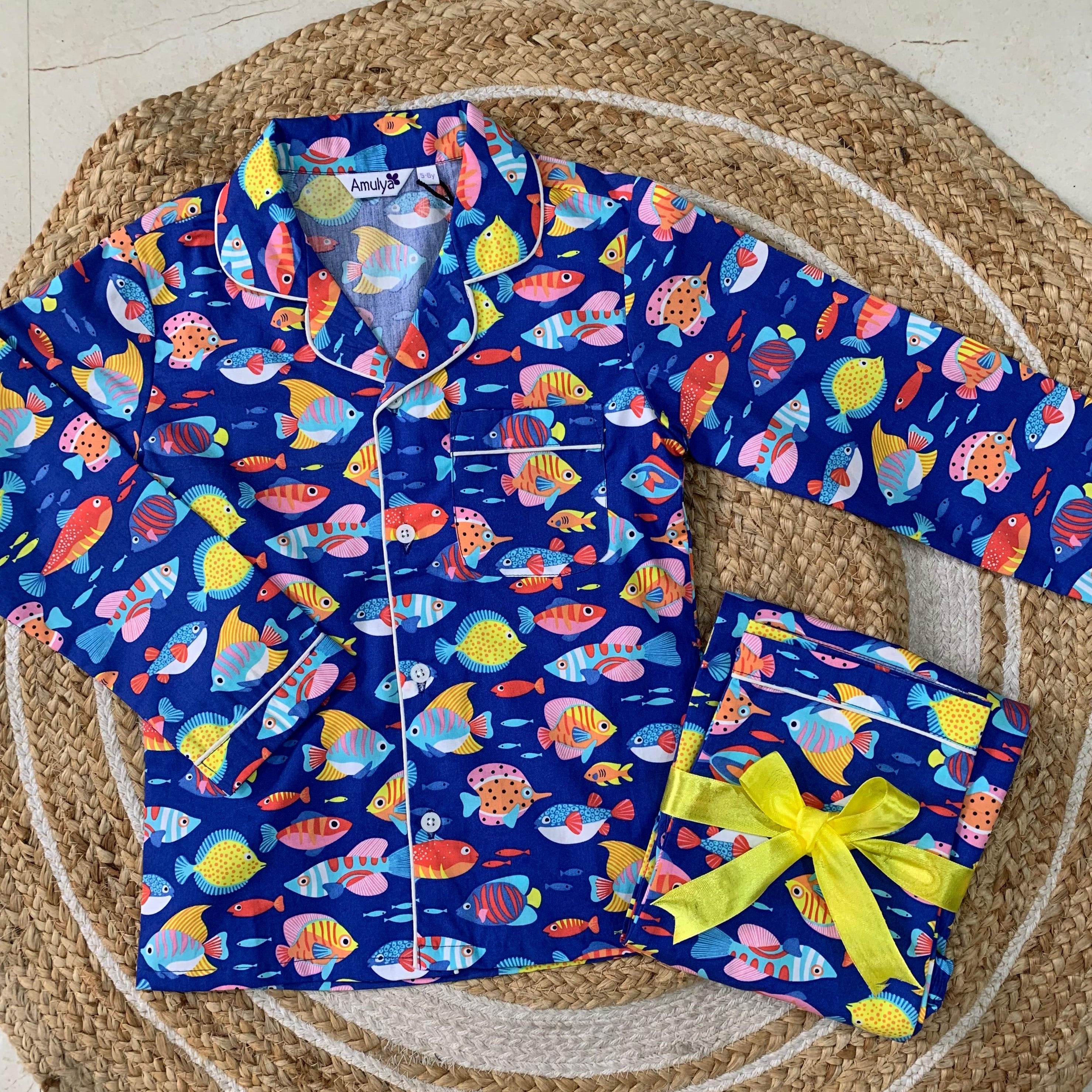 Fish Print Nightsuit for Kids