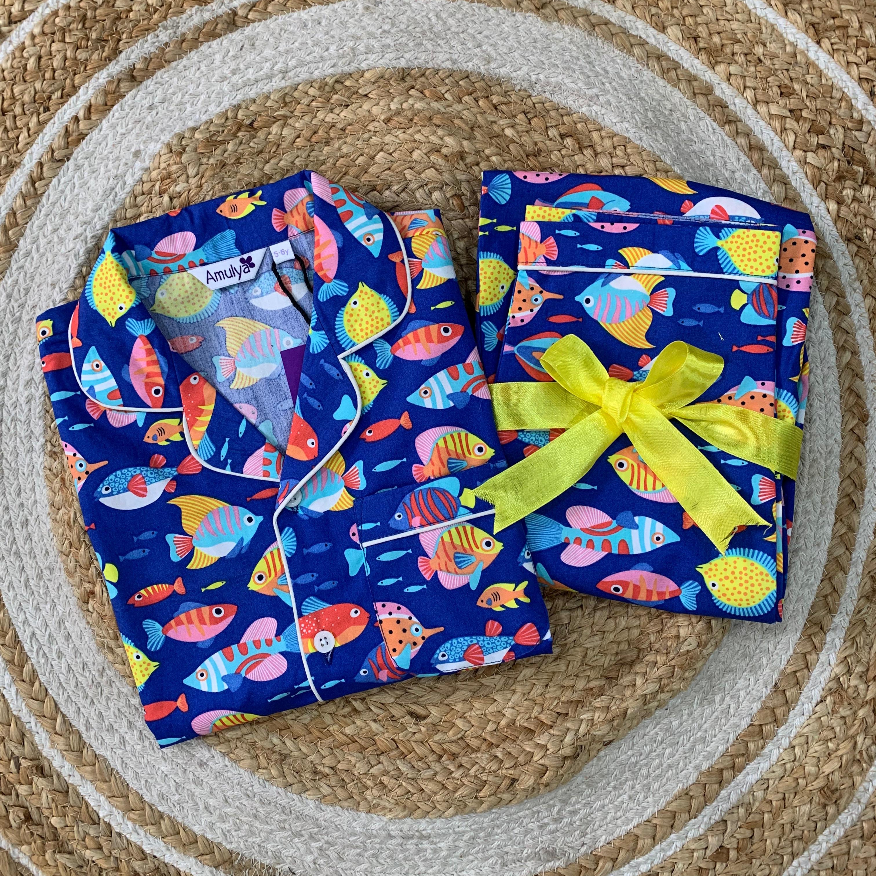 Fish Print Nightsuit for Kids
