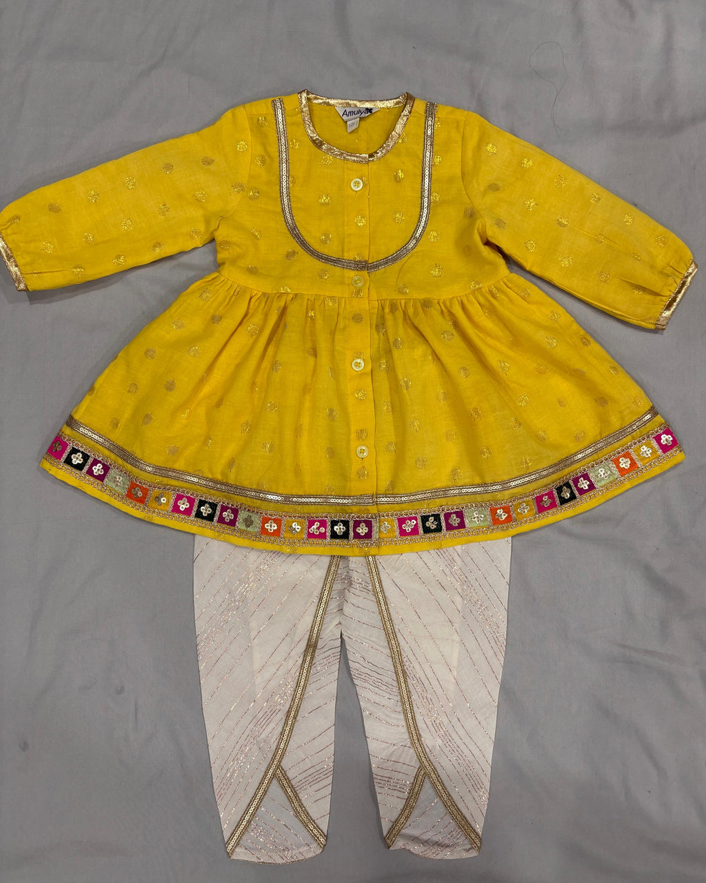 Girls Embroidered Angrakha Kurta & dhoti Set