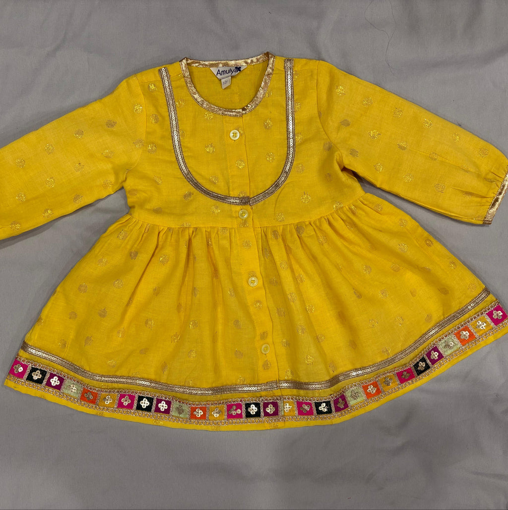 Girls Embroidered Angrakha Kurta & dhoti Set