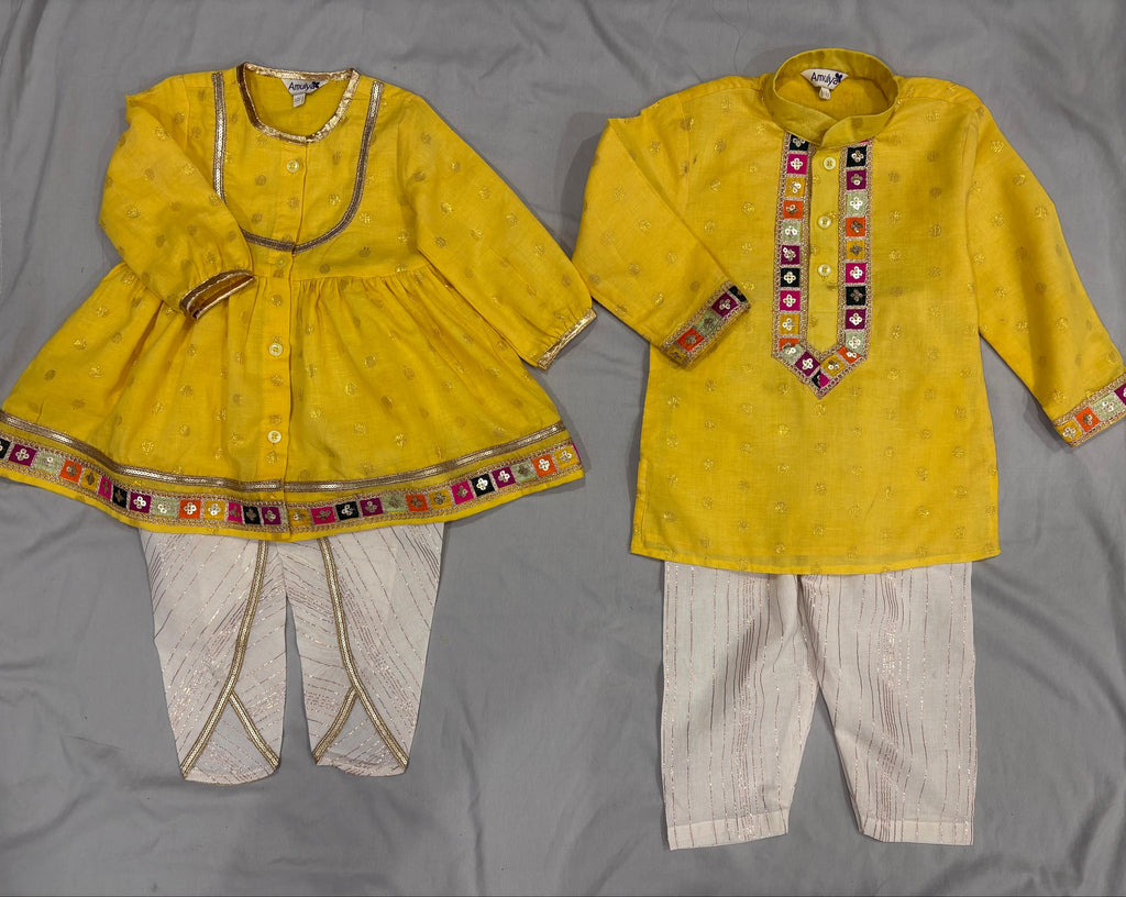Girls Embroidered Angrakha Kurta & dhoti Set