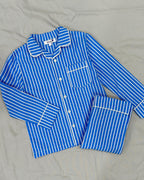 Blue and White striped Nightsuit for Kids