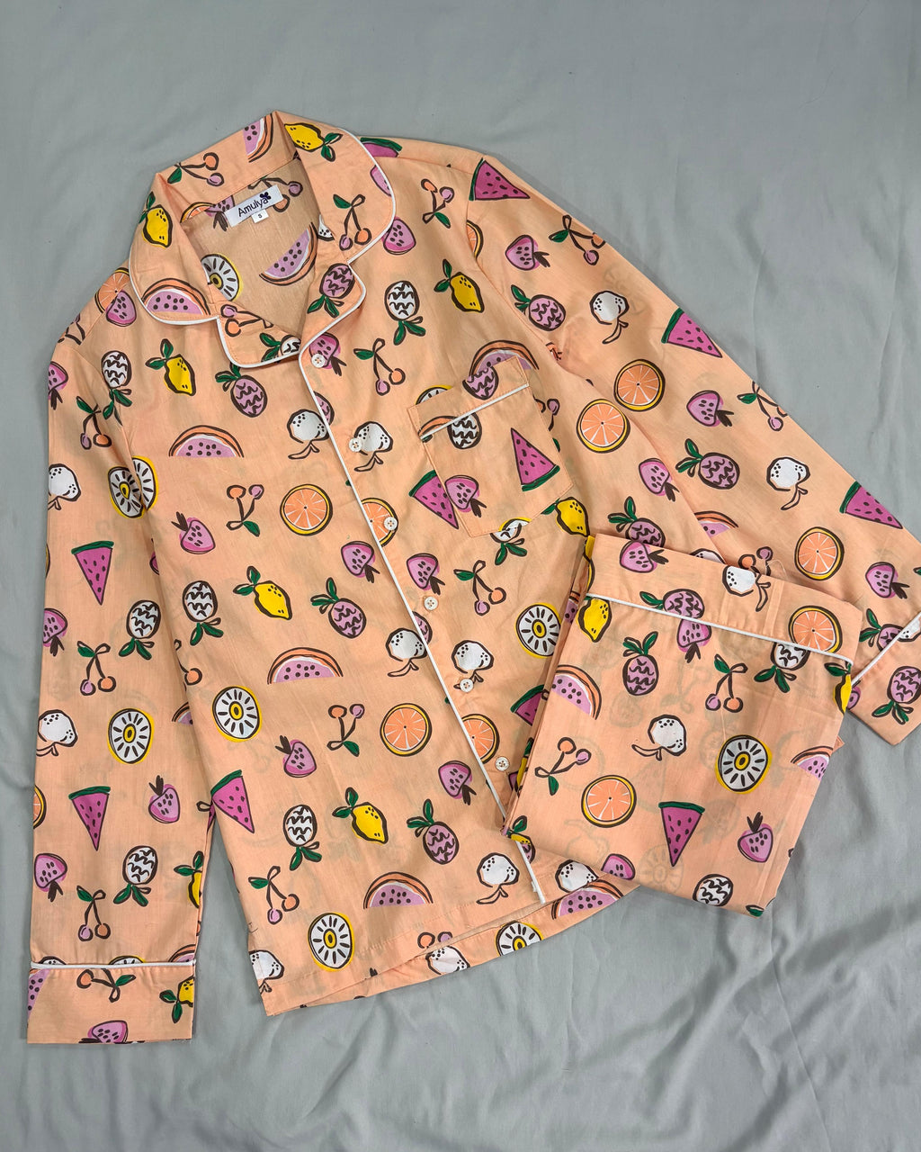 Mixed Fruits Print Pajama set  for Women