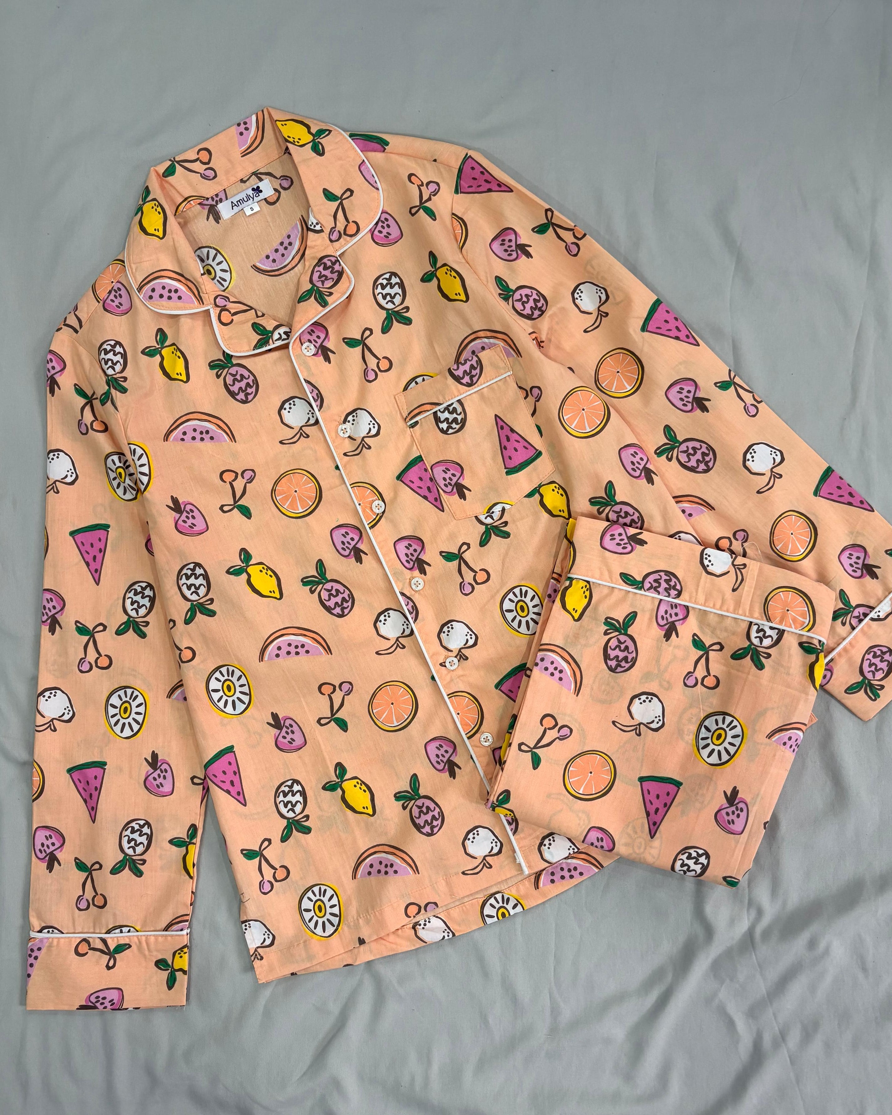 Mixed Fruits Print Pajama set  for Women