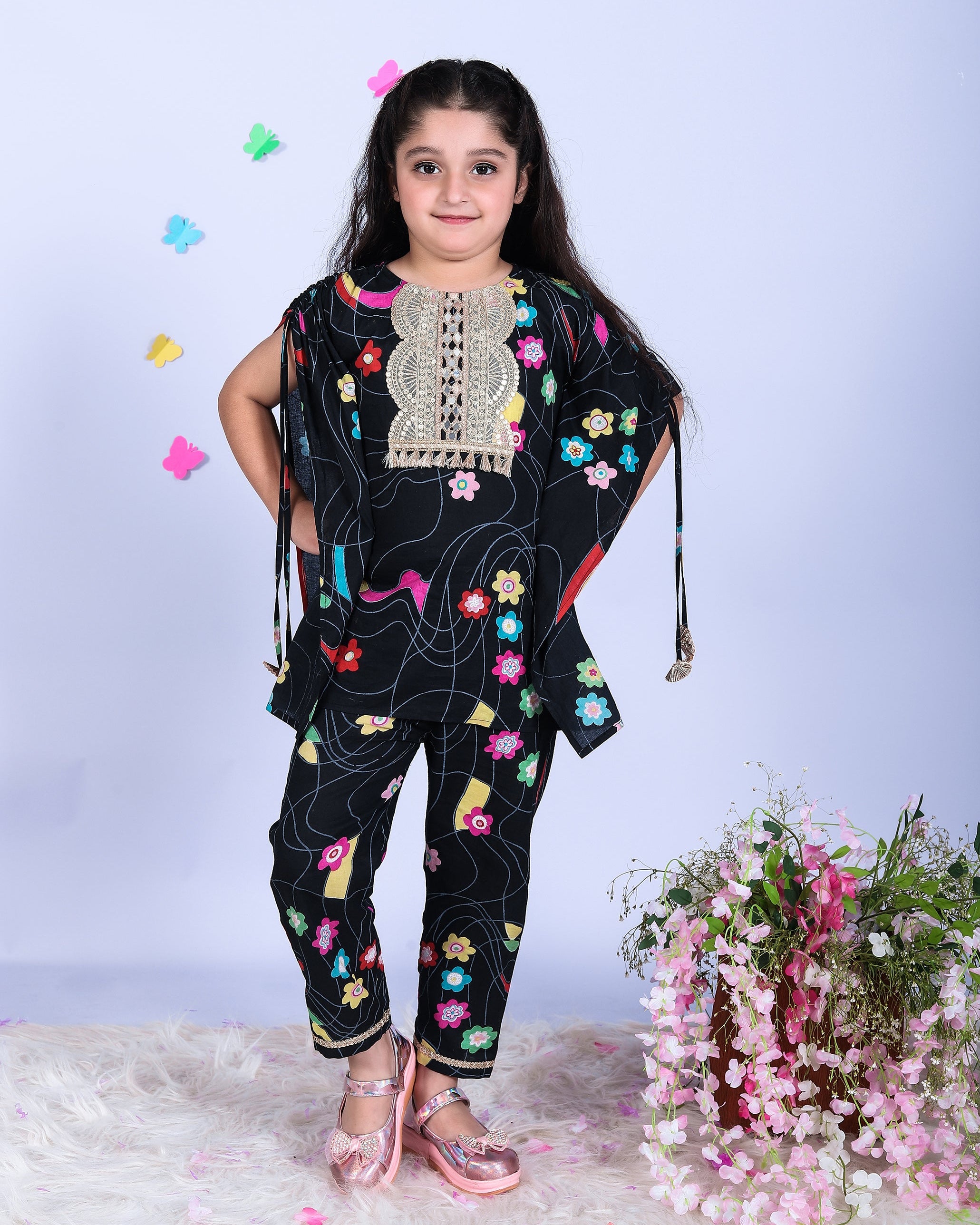 Embroidered kaftan Set for girls