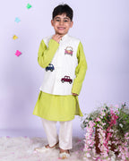 cars embroidered waistcoat & Kurta pajama Set for boys