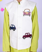 cars embroidered waistcoat & Kurta pajama Set for boys