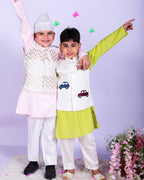 cars embroidered waistcoat & Kurta pajama Set for boys