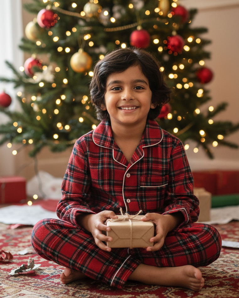 Red Plaid Flannel Nightwear for kids