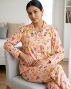 Mixed Fruits Print Pajama set  for Women