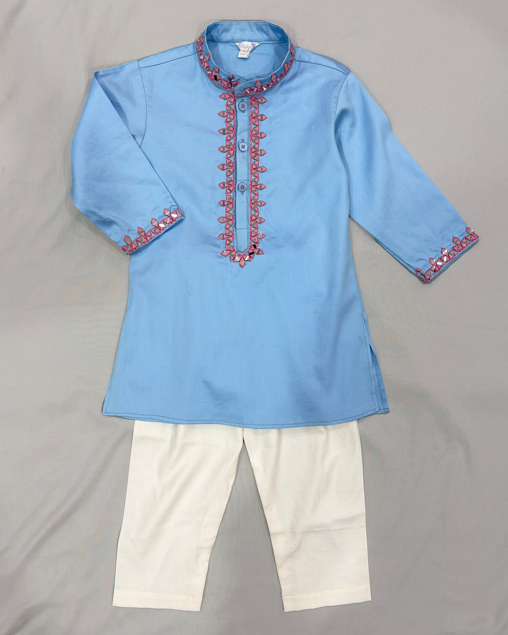 Mirror Work blue Kurta & pajama Set for boys