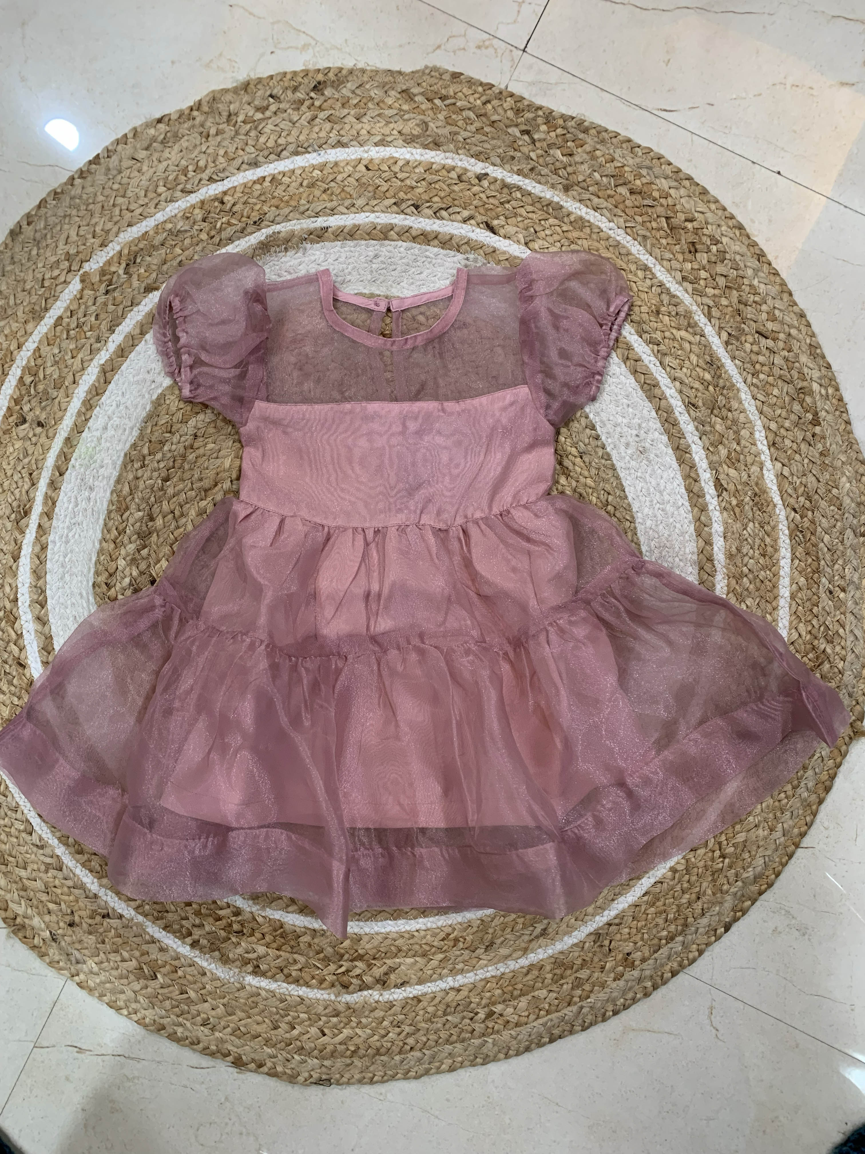 Pink Girls Organza Dress