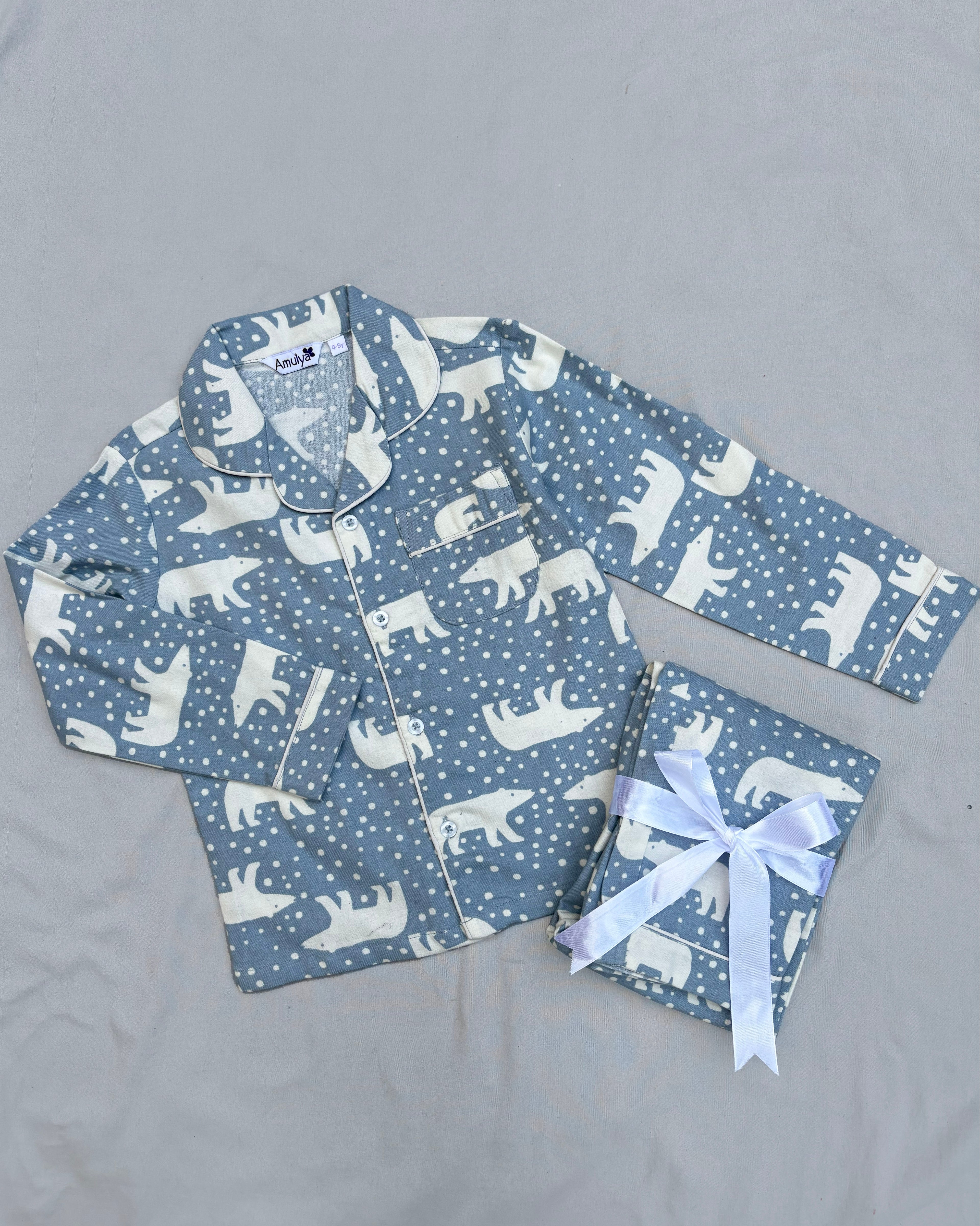 Polar bear Print Flannel Nightwear for kids