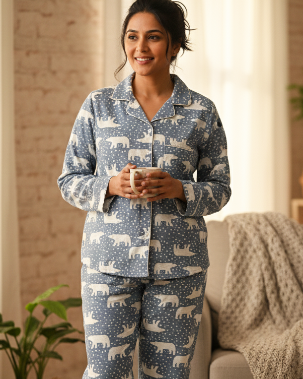 Plumpy Polar bear Flannel PJ set for Women