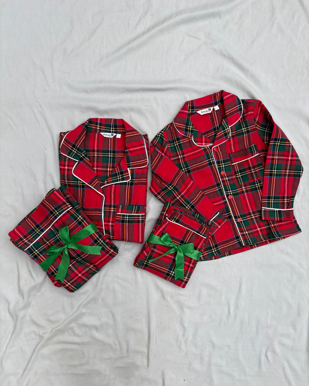 Red Checked Flannel Nightsuit for Women